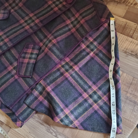 The Limited purple plaid wool blend cape jacket coat Academia Sherlock SZ small - Picture 12 of 14